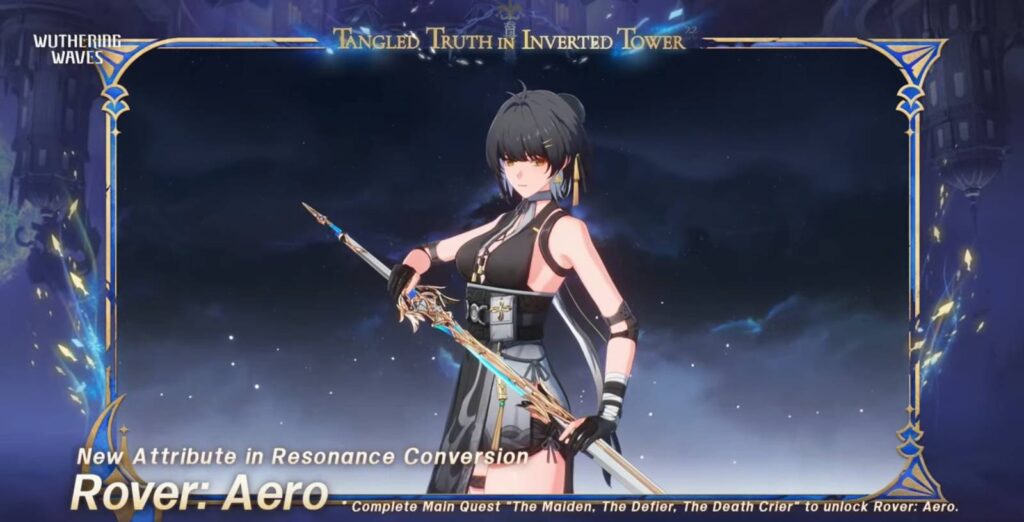 A screenshot from the WuWa 2.2 livestream shows a new form for the character Rover: Aero.