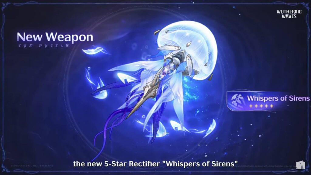The image shows a new weapon in the game WuWa 2.2: Whispers of Sirens for the character Cantarella.