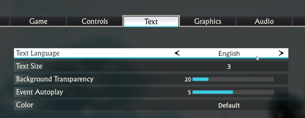 change text language settings in Atelier Yumia: The Alchemist of Memories & the Envisioned Land