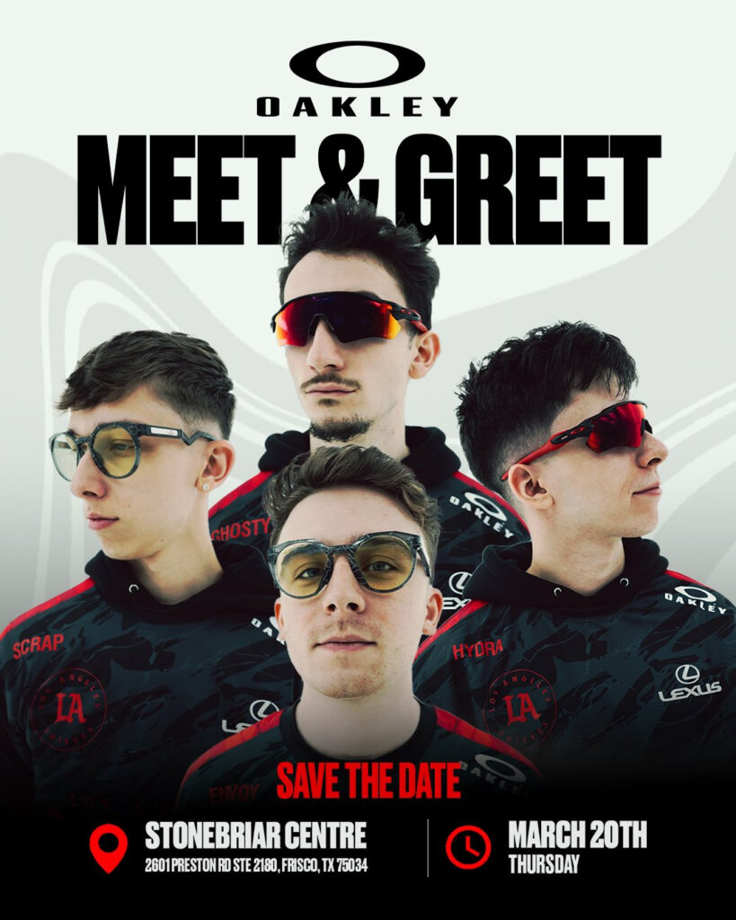 Oakley Meet and Greet poster with the LAT Call of Duty team