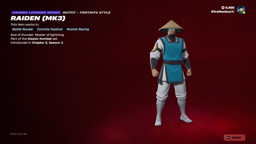 Fortnite x Mortal Kombat (MK3 Raiden)
