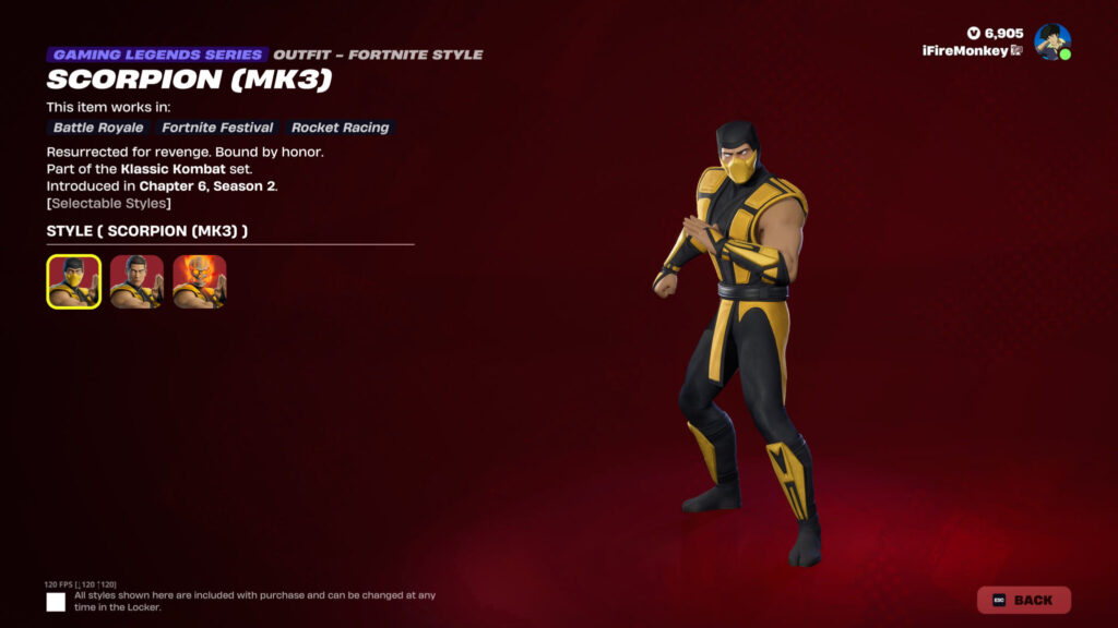 Fortnite x Mortal Kombat (MK3 Scorpion)