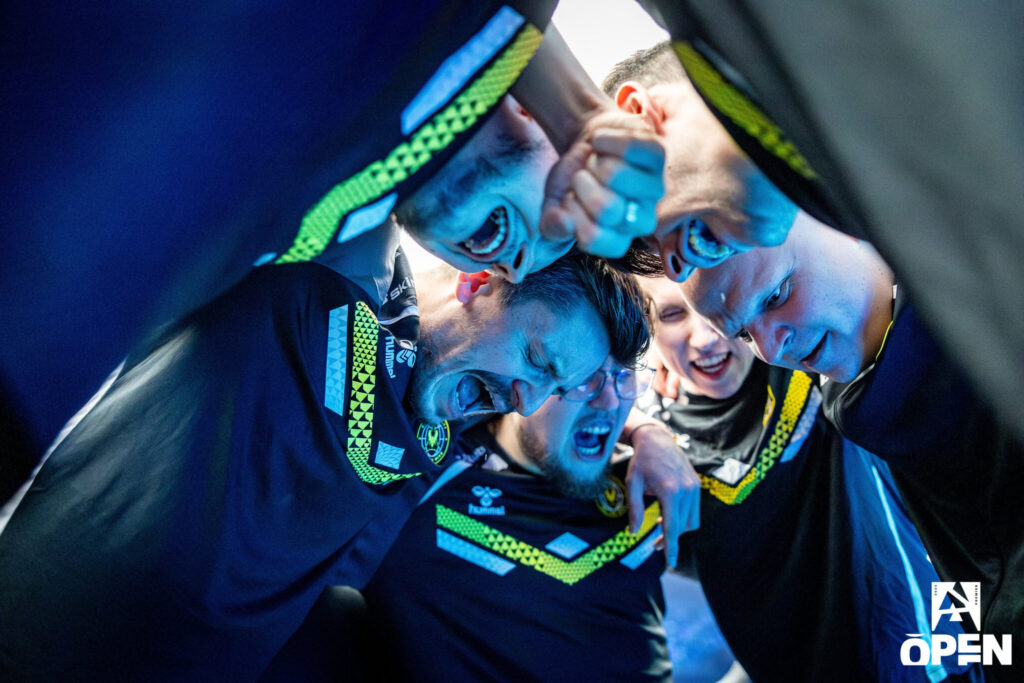 Vitality huddle before a match at BLAST Lisbon.