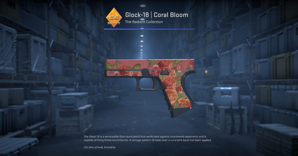 A screenshot of a skin from the Radiant Collection in CS2.