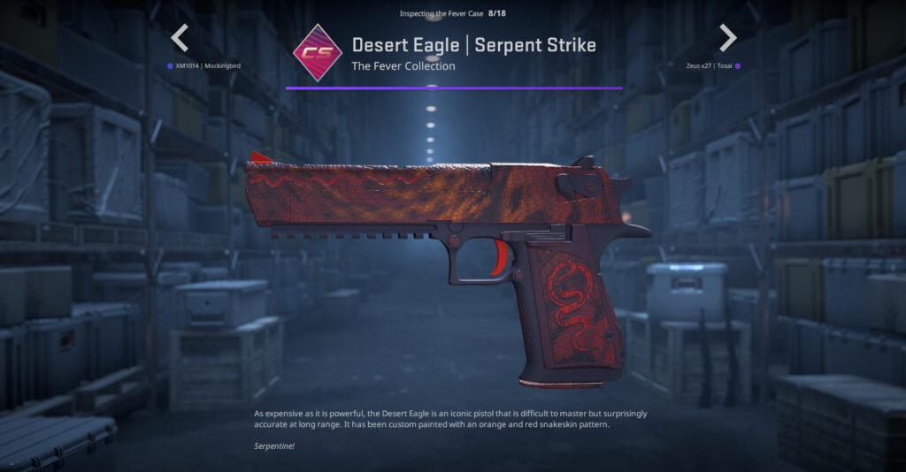 A screenshot of a weapon skin from the Fever Case in CS2.