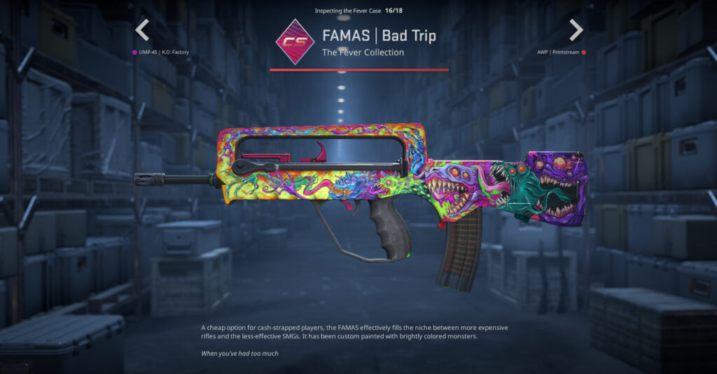 A screenshot of a weapon skin from the Fever Case in CS2.