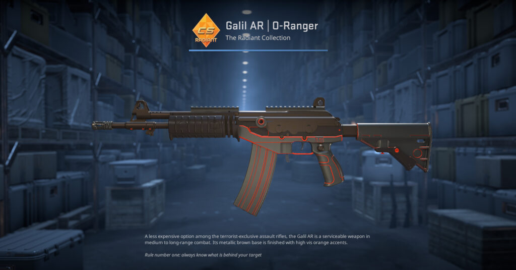 A screenshot of a skin from the Radiant Collection in CS2.