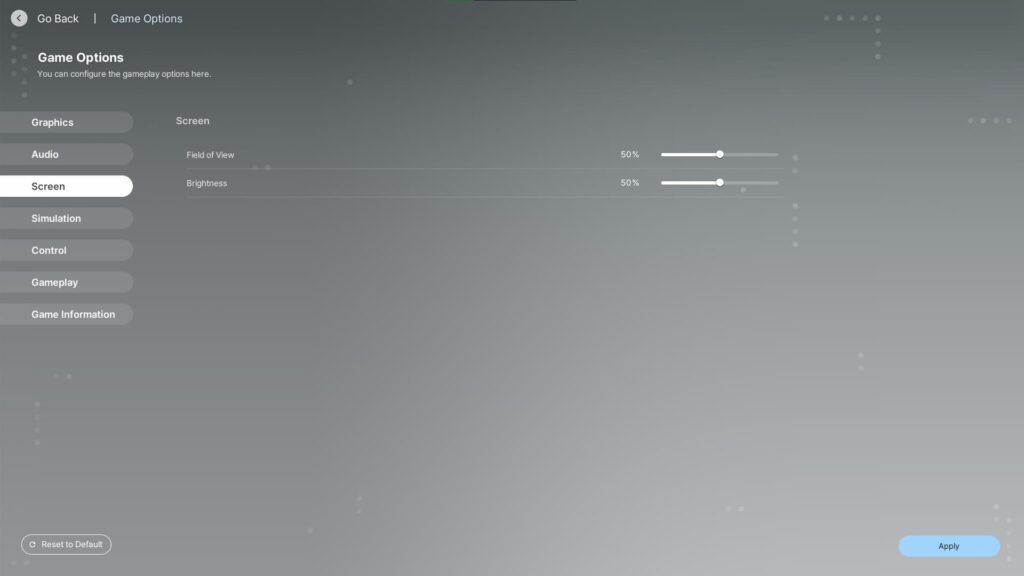 Screen settings for inZOI