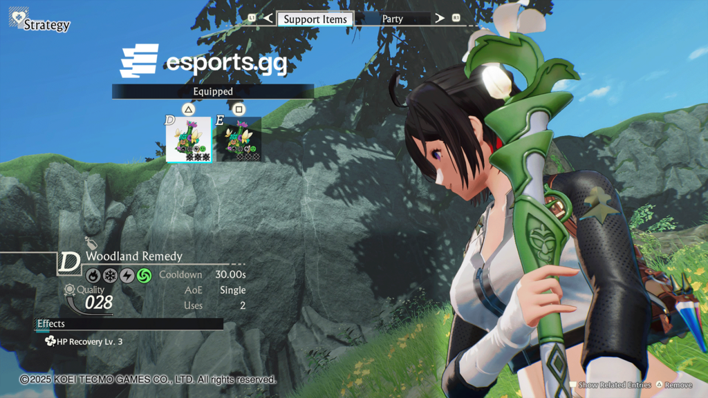 Support Items menu in Atelier Yumia