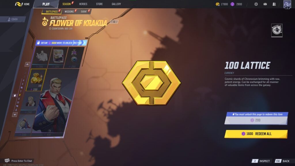 100 Lattice (Luxury) in the Marvel Rivals Season 2 Battlepass.