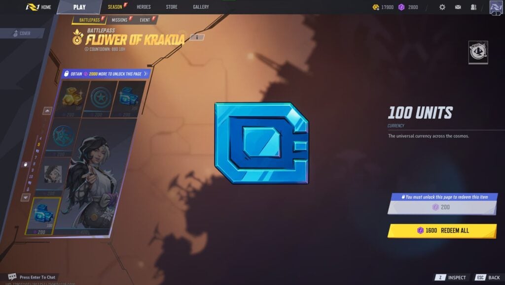100 Units (Luxury) in the Marvel Rivals Season 2 Battlepass.