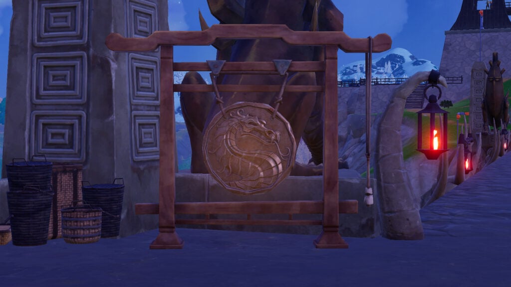 Mortal Kombat gong to trigger the Scorpion fight in Fortnite