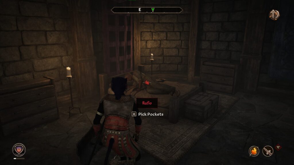 Rufio asleep on his bed.