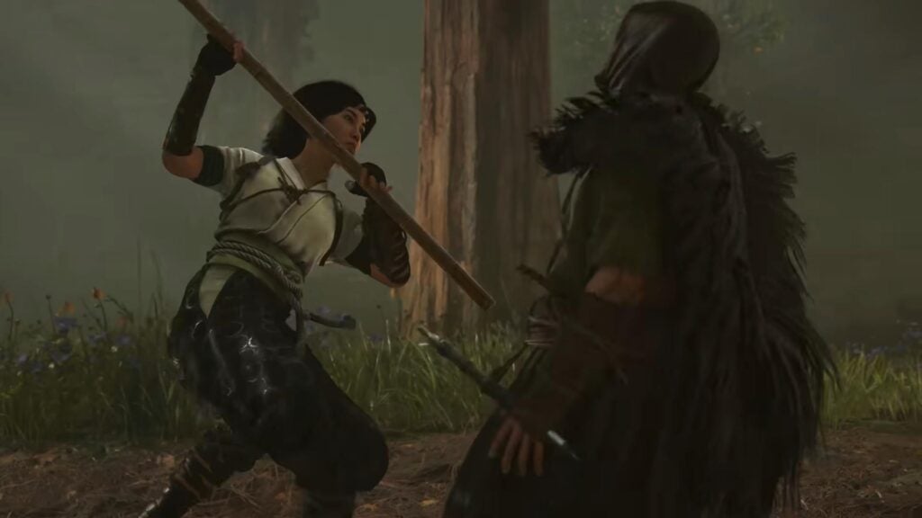 Naoe using her new Bo Staff weapon (Image via Ubisoft)