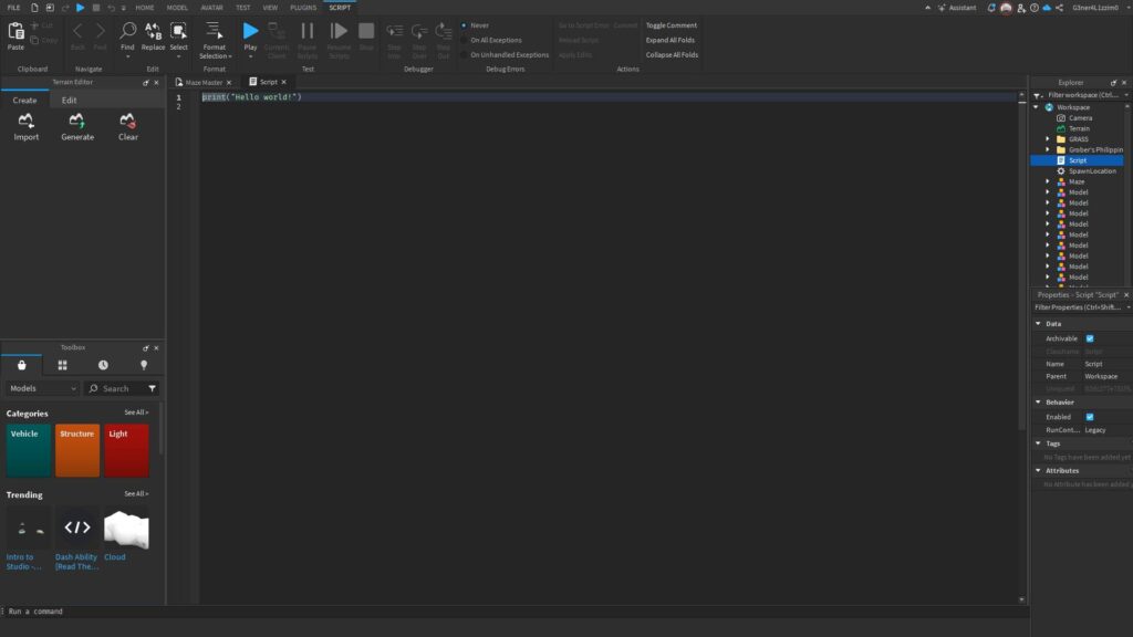 Adding a script to a Roblox game