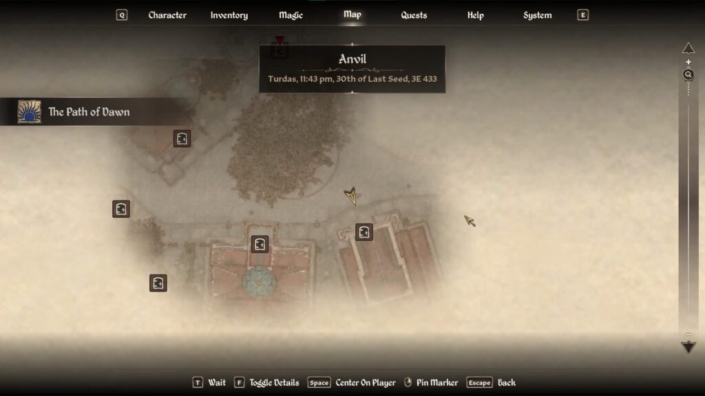 Anvil Fighter's Guild on the map in Oblivion Remastered.