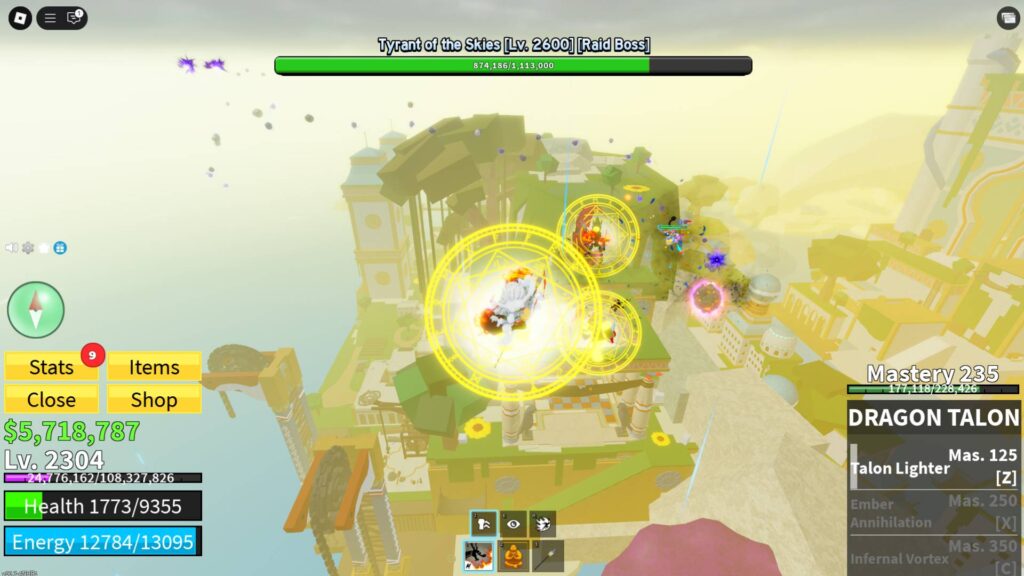 Battling the Tyrant of the Skies in Blox Fruits