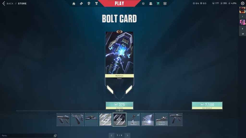 The Card from the VALORANT Bolt Bundle.