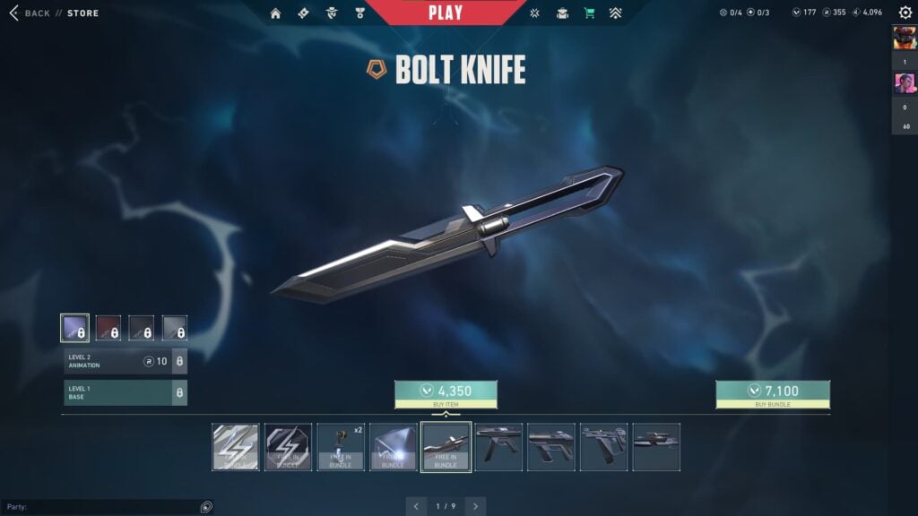 The Knife from the VALORANT Bolt Bundle.