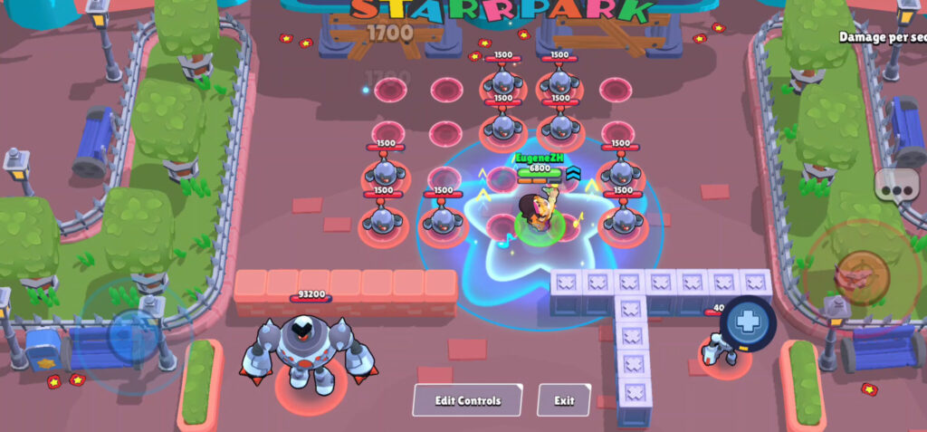 This Brawl Stars screenshot shows an example of Jae-yong’s Super attack in the work mode. The image illustrates a guide on this brawler.