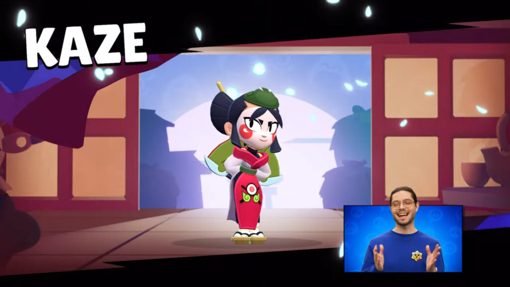 The Brawl Talk screenshot shows a new Brawl Stars character Kaze, of the Ultra Legendary rarity.