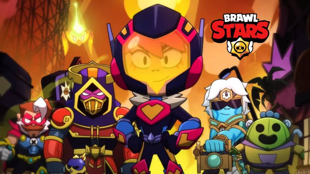 It’s a screenshot from the Super Brawl trailer for the mobile game Brawl Stars. It features six superhero skins that are available during this content season.
