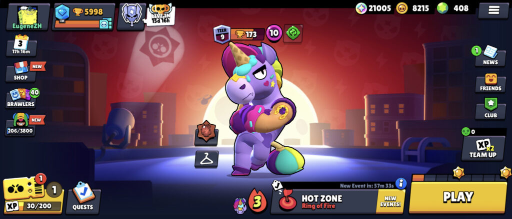 It’s a screenshot of the main lobby in the mobile game Brawl Stars: during Season 35, Super Brawl.