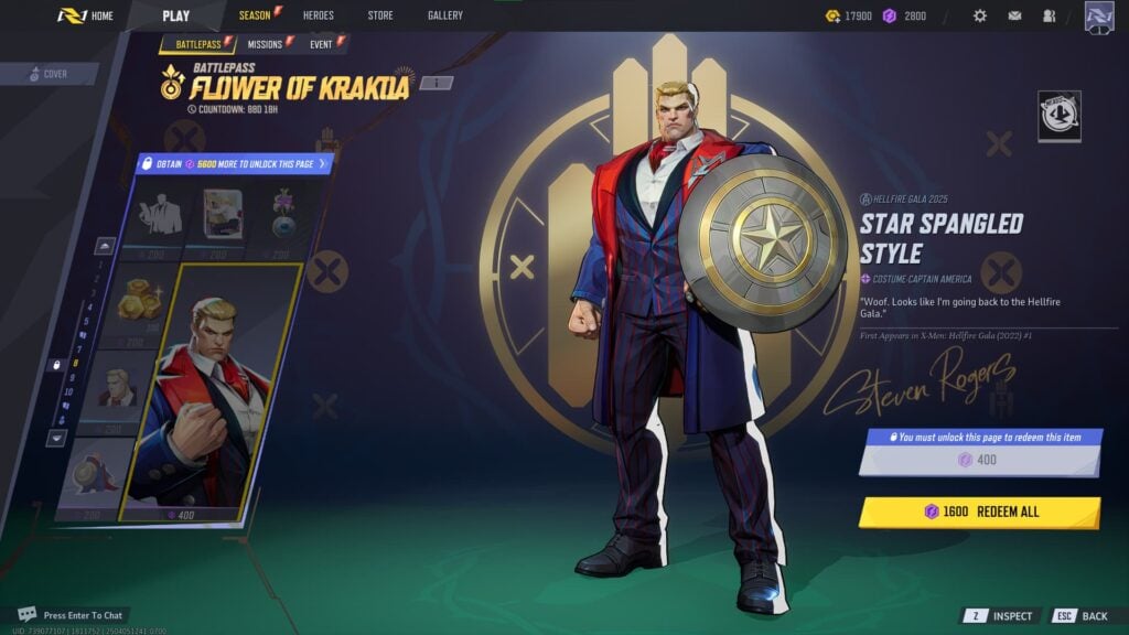Captain America's Star Spangled Style (Luxury) in the Marvel Rivals Season 2 Battlepass.