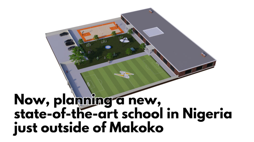 Kai Cenat Foundation's future school design, showing classrooms and a complete football field