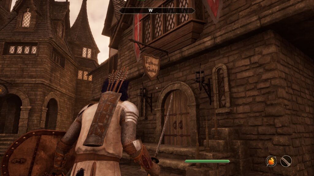 Entrance to the Fighter's Guild in Chorrol in Oblivion Remastered..