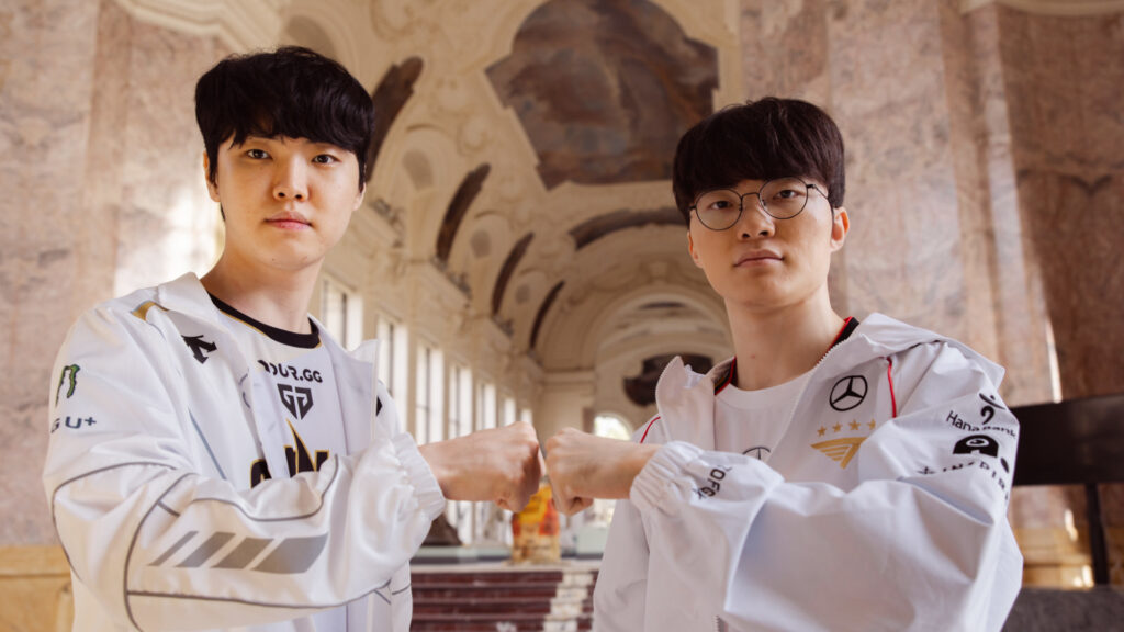 Chovy and Faker during the LoL Worlds 2024