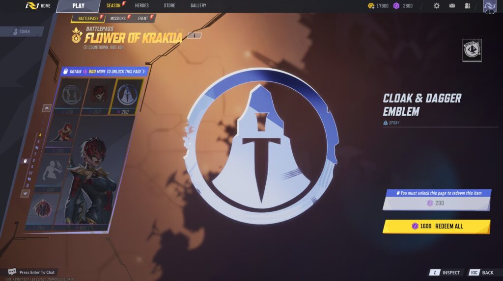 Cloak & Dagger Emblem Spray in the Marvel Rivals Season 2 Battlepass.