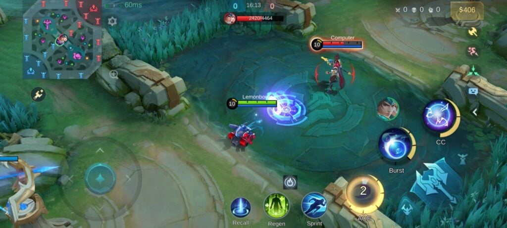 Skill 1 hits twice and can clear waves of enemies easily.