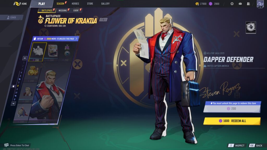 Dapper Defender Emote in the Marvel Rivals Season 2 Battlepass.