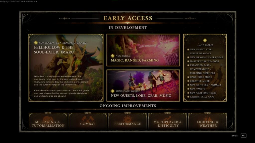RuneScape Dragonwilds Early Access roadmap