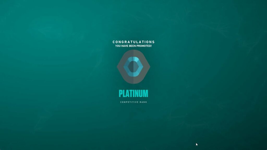 A player ranking up in VALORANT to Platinum, through its MMR and Elo rating in game