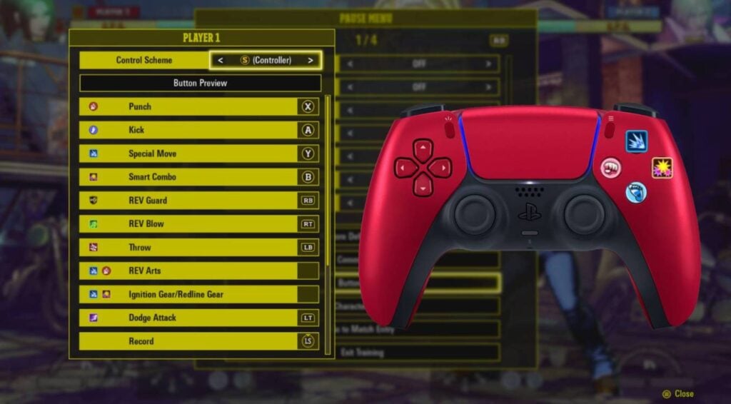 The screenshot shows the Smart control scheme in the fighting game Fatal Fury: City of the Wolves.