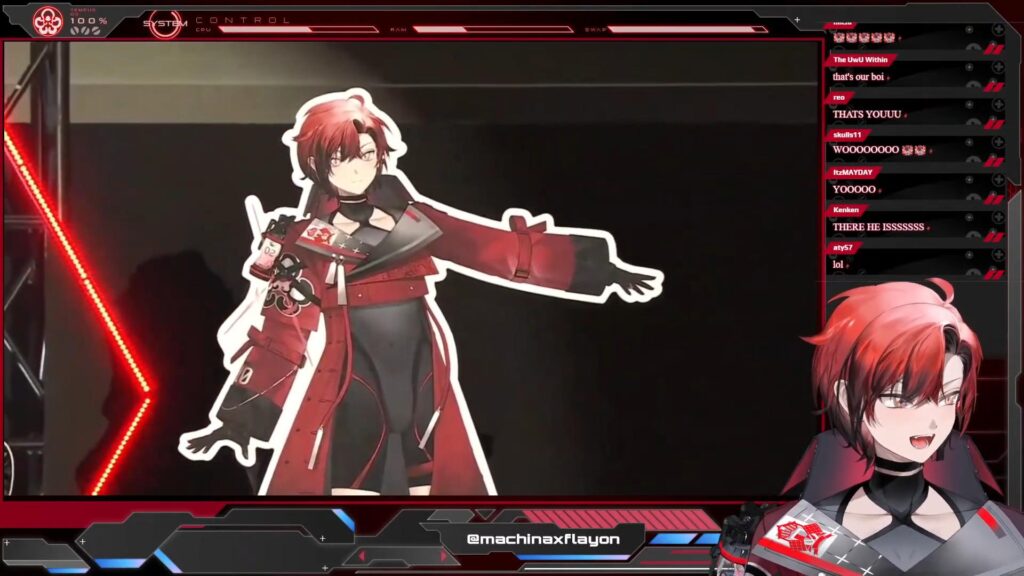 Flayon's cut-out on-stage (Image via Machina X Flayon/YouTube)
