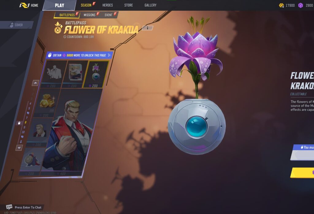 Flowers of Krakoa Collectable in the Marvel Rivals Season 2 Battlepass.