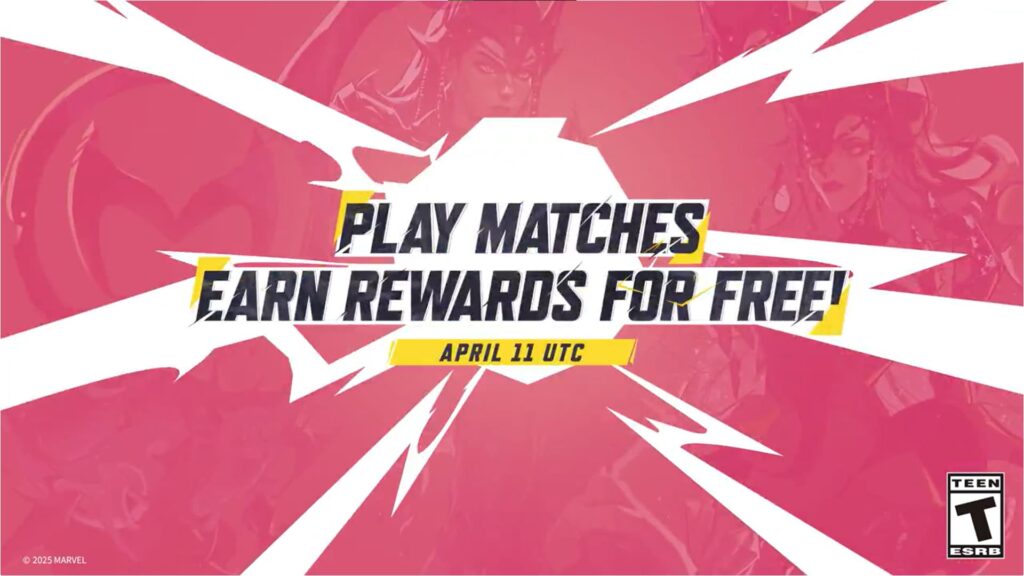 The announcement to earn free rewards in Marvel Rivals on April 11.