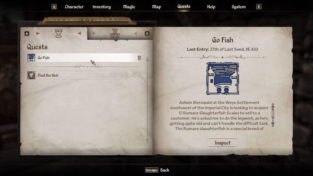 Go Fish quest in Oblivion Remastered