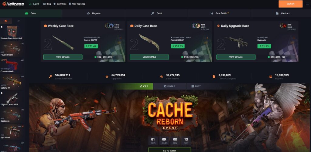 The Hellcase home page (Screenshot by esports.gg)