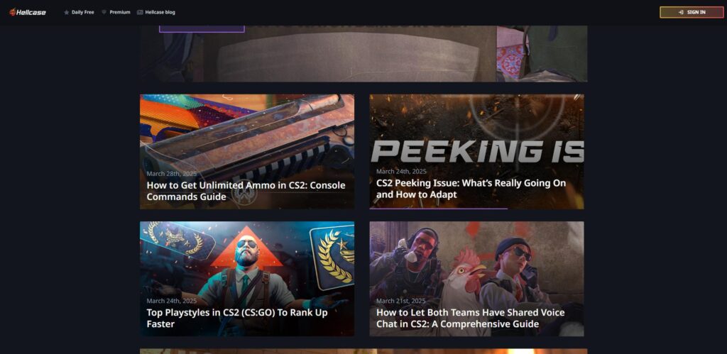 Hellcase also teaches players in-game tips (Screenshot by esports.gg)