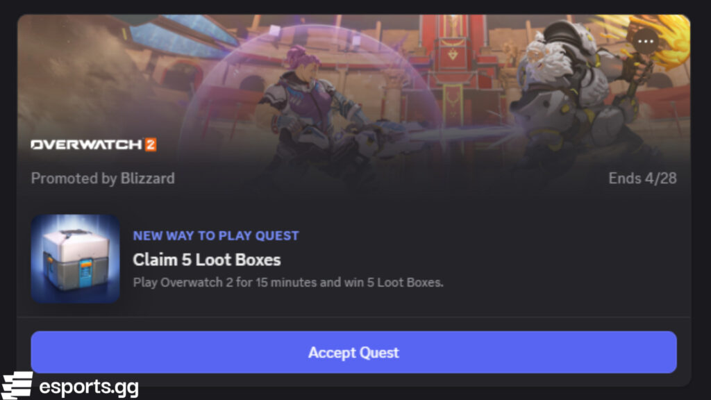 Discord Quests grant free Overwatch 2 loot boxes