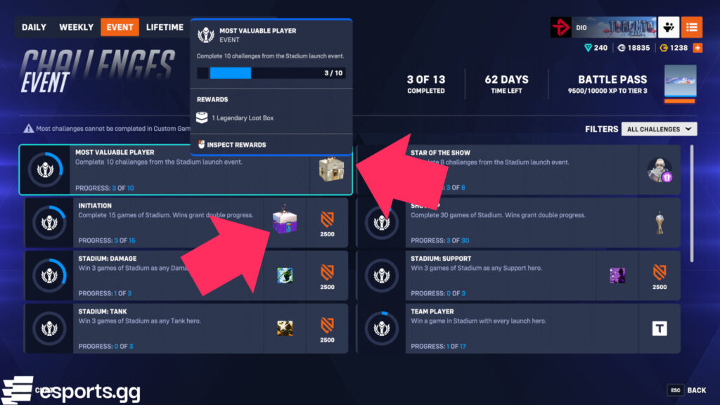 Get two loot boxes from the Overwatch 2 Stadium Initiation event