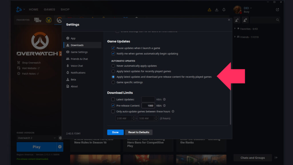 Update your download preferences here