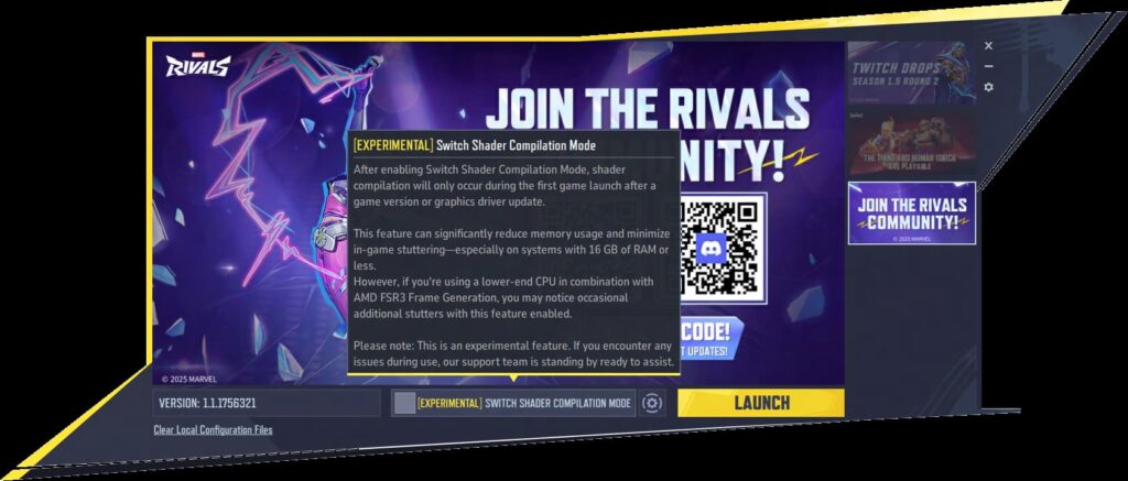 How to turn on Switch Shader Compilation mode in Marvel Rivals