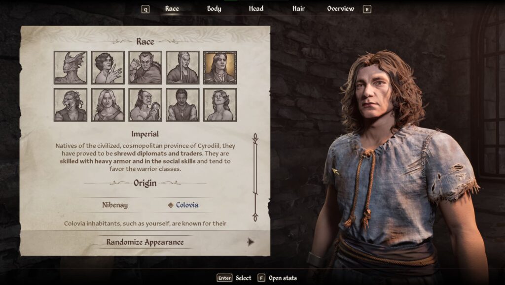 Imperial, one of the best Races in Oblivion Remastered.