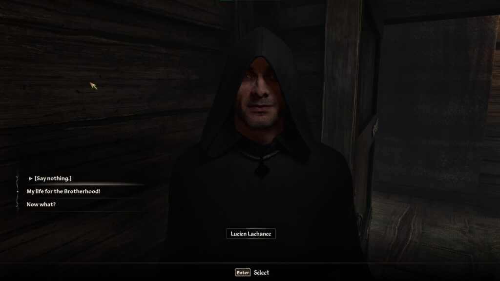 Lucien Lachance offering you to join the Dark Brotherhood in Oblivion Remastered.