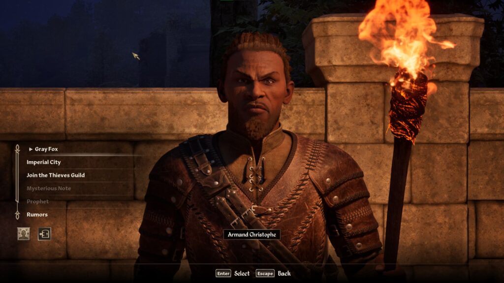 Armand Christophe in Oblivion Remastered, who will help you join the Thieves Guild.